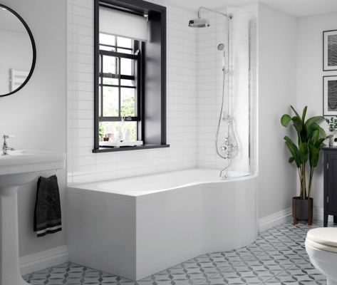 P-shaped shower bath
