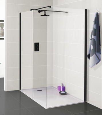 walk in shower with glass panel suited for small bathrooms
