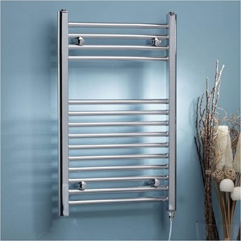 Electric (Therm) Straight Chrome Towel Rail 1000 x 500mm