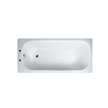 Essential Steel 1700mm x 700mm Single Ended Steel Anti-Slip Bath; 2 Tap Holes - White