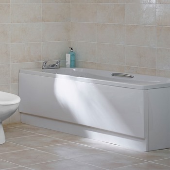 Essential OCEAN Rectangular Single Ended Bath; 1700x700mm; 2 Tap Holes; White