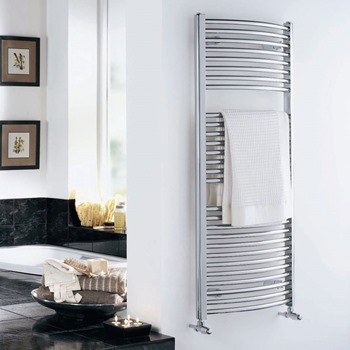 Essential STANDARD Towel Warmer; Curved Tubes; 690mm High x 600mm Wide; Chrome