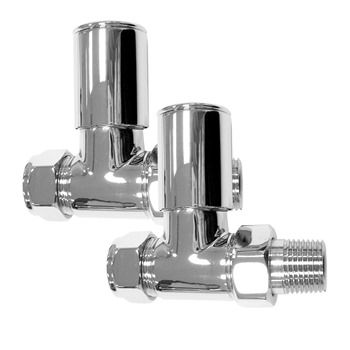 Essential DELUXE Radiator Valves; Straight Valve; 15mm Pipe; Chrome