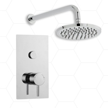 Pringle Push Button Thermostatic Concealed Shower Valve with Round Fixed Wall Arm Drencher