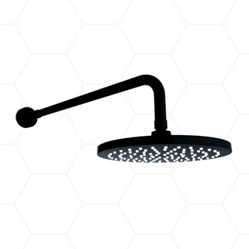 Round Shower Head With Wall Arm - Black
