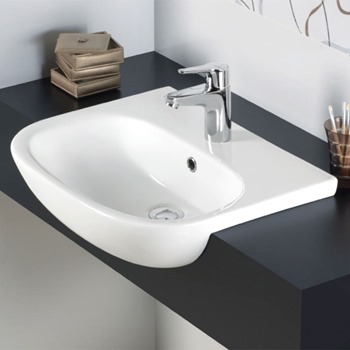 Essential Lily 520mm Semi Recessed Basin 1 Tap Hole