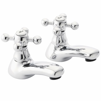 Essential Layo Bath Pillar Tap Pair 2 Tap Holes Chrome