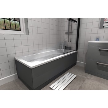 Essential Steel 1700mm x 700mm Single Ended Steel Bath; 2 Tap Holes - White