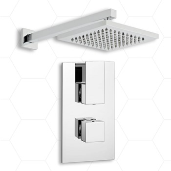 Erskine Thermostatic Concealed Shower Valve with Square Fixed Wall Arm Drencher