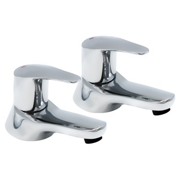 Essential Javary Basin Pillar Tap Pair 2 Tap Holes Chrome