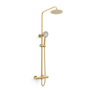 Round Thermostatic Drench Head Shower Brushed Brass