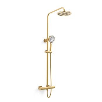 Round Thermostatic Drench Head Shower Brushed Brass