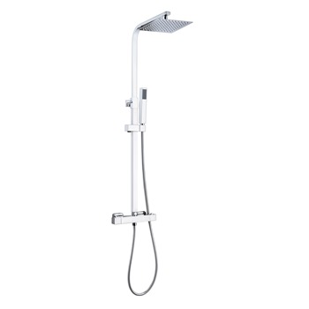 Square Thermostatic Slimline Drench Head Shower & Sliding Handset