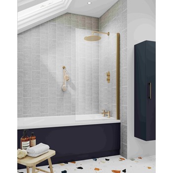 Ocean Square Shower Screen - Brushed Brass Profile