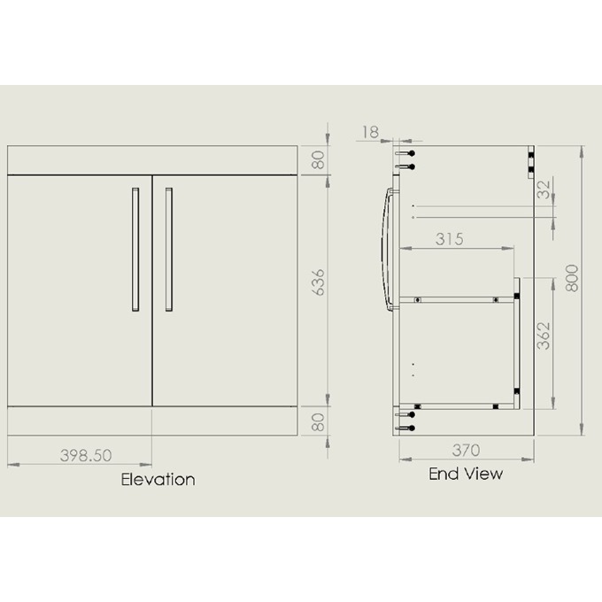 Essential NEVADA Floor Standing Washbasin Unit + Basin; 2 Doors; 800mm Wide; White