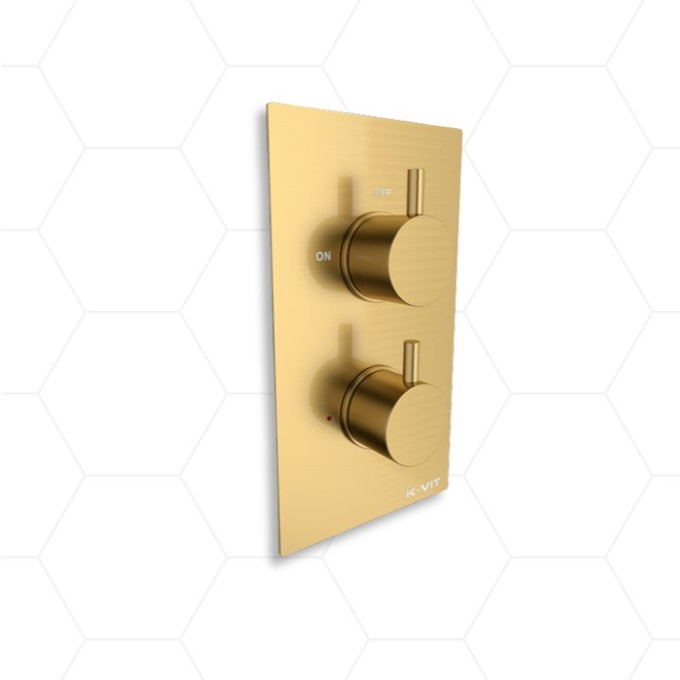 Brushed Brass Thermostatic Concealed Shower Valve with Slide Rail Kit