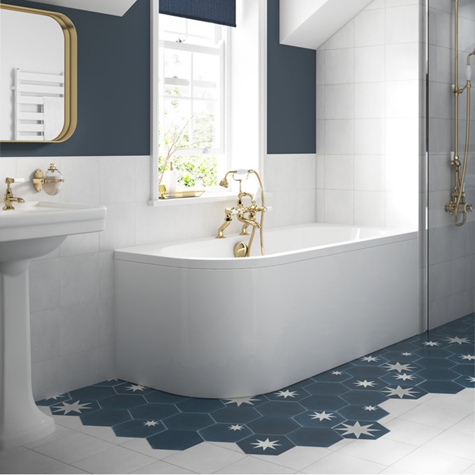 BC Designs Amerina 1650mm Solidblue Right Hand Bath Panel - White