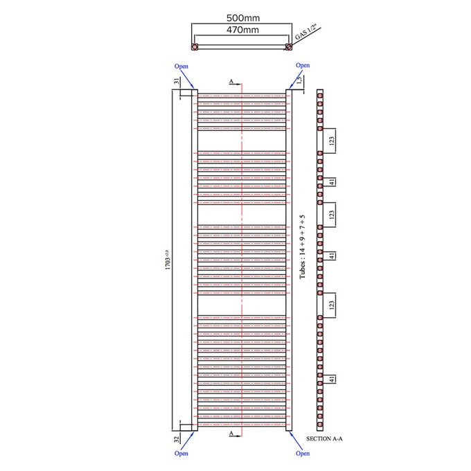 Lazzarini todi 1703 x 500 chrome Towel Warmer