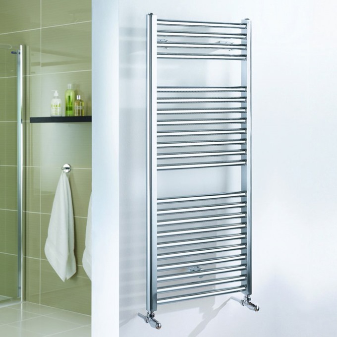 Essential STANDARD Towel Warmer; Straight Tubes; 690mm High x 500mm Wide; Chrome