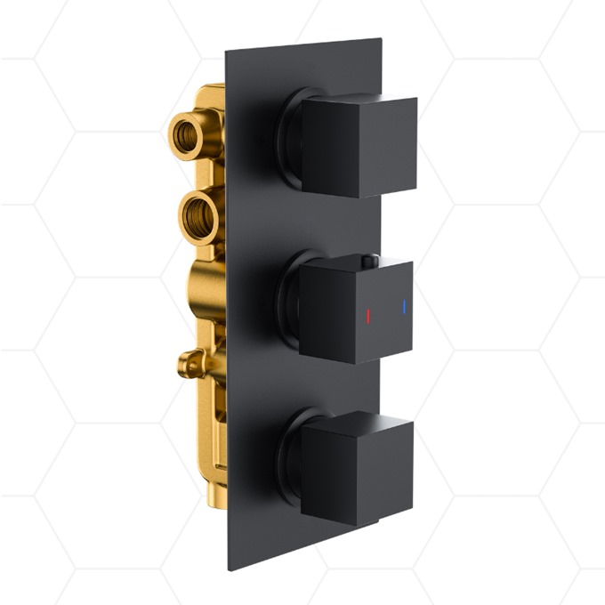 Plaza+ Concealed 3 Function Thermostatic Valve Matt Black