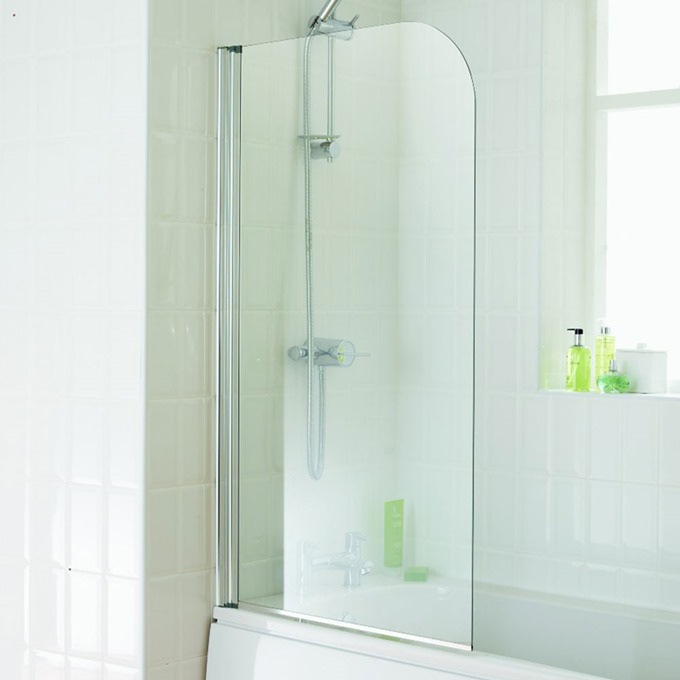 Essential ELEMENT Curved Bath Screen; 750mm Wide x 1300mm High; 5mm Glass