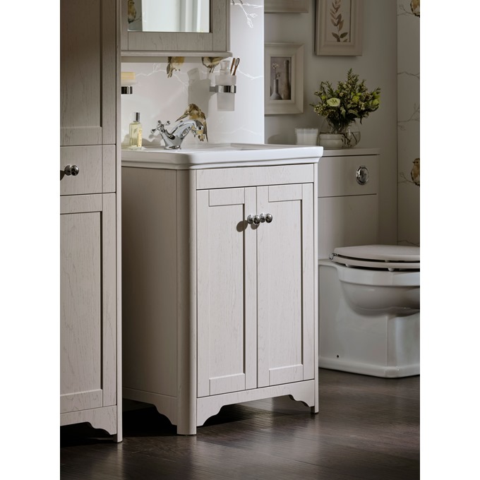 Essential Maine 600 2 Door FS Cashmere Ash Vanity Unit & Basin