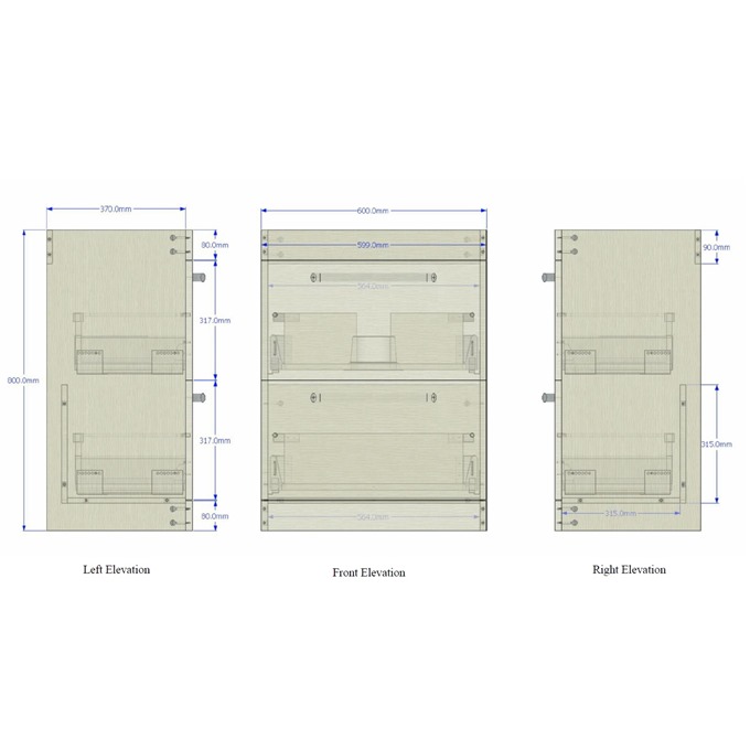 Essential NEVADA Floor Standing Washbasin Unit + Basin; 2 Drawers; 600mm Wide; White