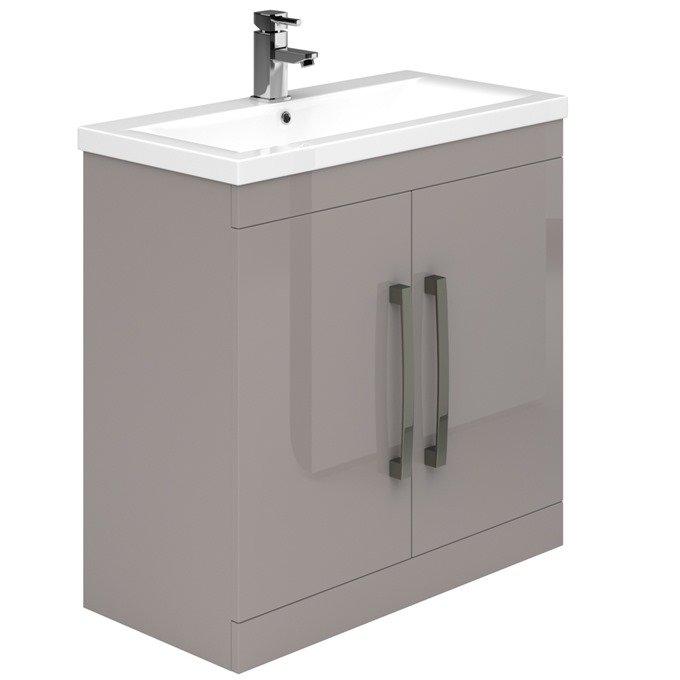 Essential NEVADA Floor Standing Washbasin Unit + Basin; 2 Door; 800mm Wide; Cashmere