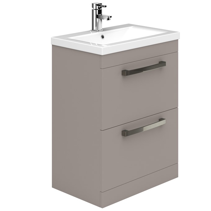 Essential NEVADA Floor Standing Washbasin Unit + Basin; 2 Drawers; 800mm Wide; Cashmere