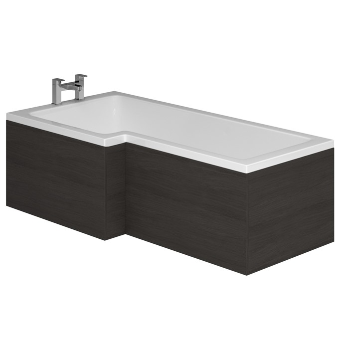 Essential VERMONT MDF L Shape Showerbath Front Bath Panel; 1700mm Wide; Dark Grey