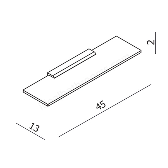 Essential URBAN Glass Shelf Without Rail; 450mm Wide