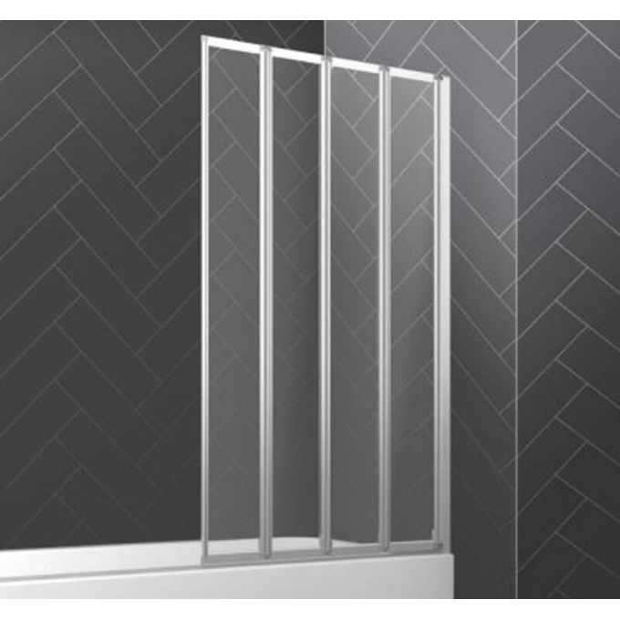 4-Panel Folding Bath Screen with Chrome Profile