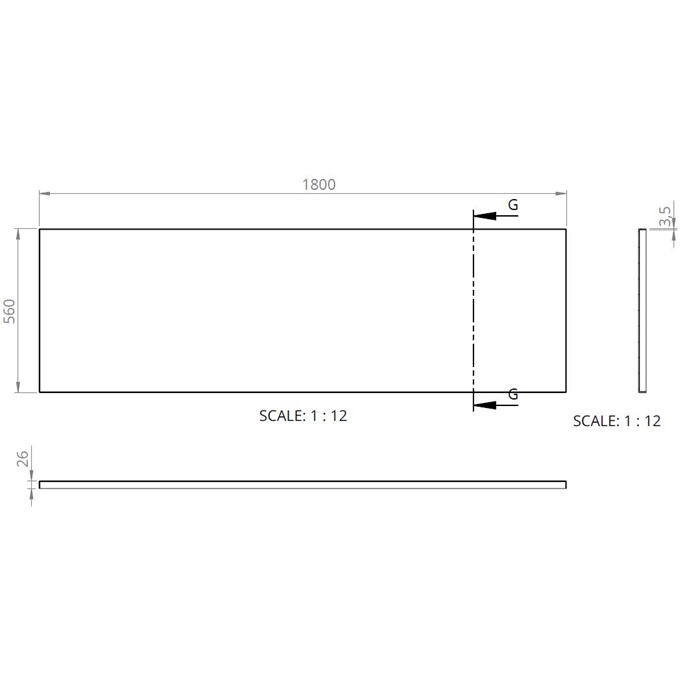 BC Designs Solidblue 1800mm x 560mm Bath Panel - White