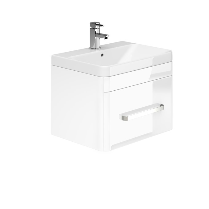 Essential VERMONT 500mm Wall Hung 1 Drawer Unit + Basin - White
