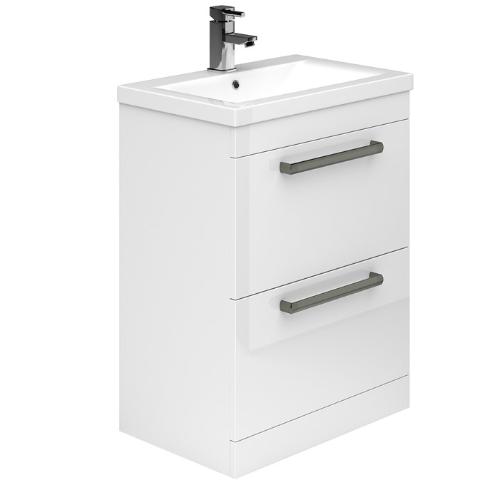 Essential NEVADA Floor Standing Washbasin Unit + Basin; 2 Drawers; 800mm Wide; White