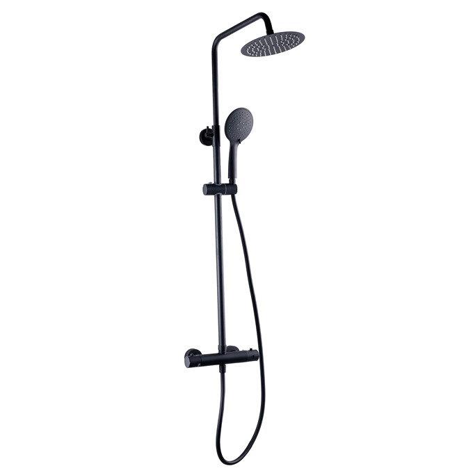 Round Thermostatic Drench Shower with Easy Fix Kit - Black