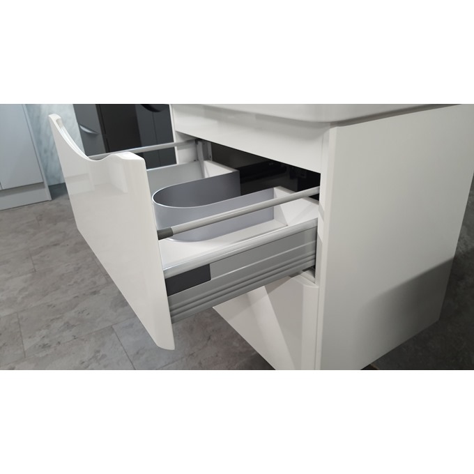Nevis 600 x 460mm Wall Mounted 2 Drawer Unit Gloss White with Basin