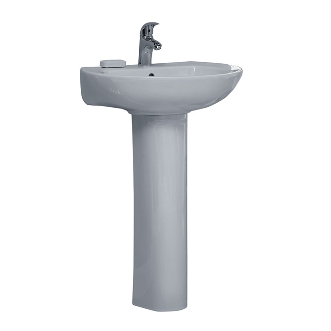 Essential OCEAN Basin + Full Pedestal Pack; 560mm Wide; 1 Tap Hole; White