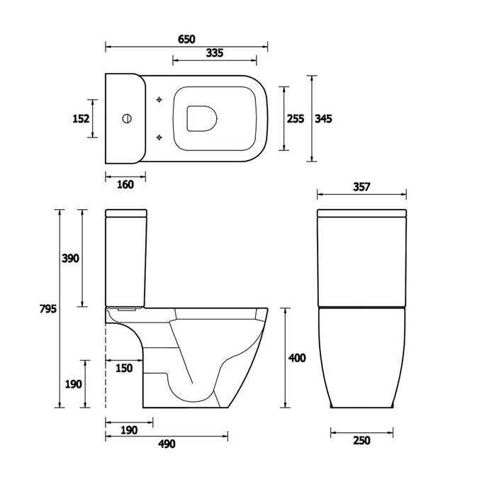 Essential FUCHSIA Close Coupled Pan + Cistern + Seat Pack; Soft Close Seat; White