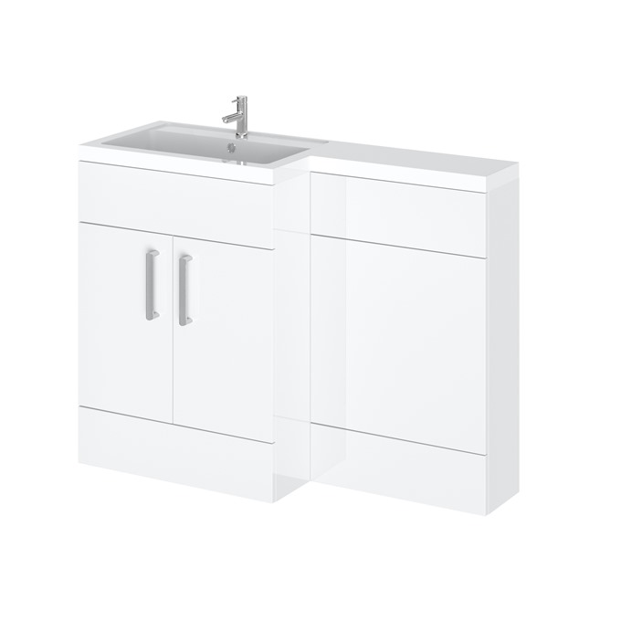 Essential NEVADA L Floor Standing Washbasin Unit + Basin; White Left Hand
