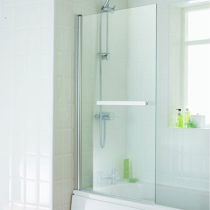 Essential ECLIPSE Square Bath Screen; 800mm Wide x 1400mm High; 6MM Glass