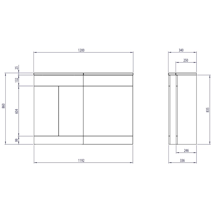 Essential Montana L-Shape 1200 Urban Grey Right Hand Vanity Unit