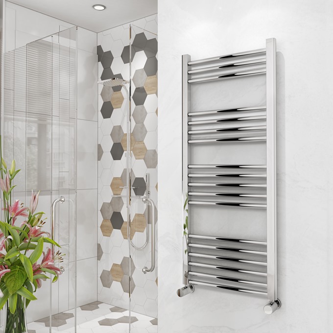 Straight Chrome Towel Rail 1200 x 500mm 25mm