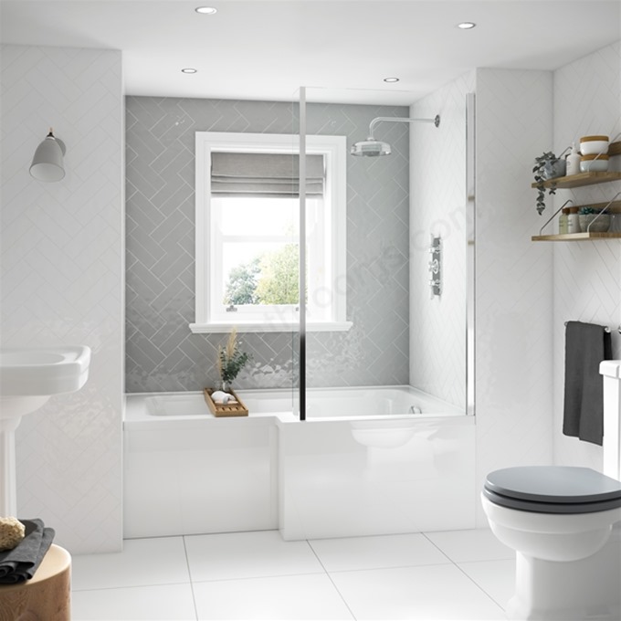 BC Designs Solidblue 1700mm L Shape Bath Panel - White