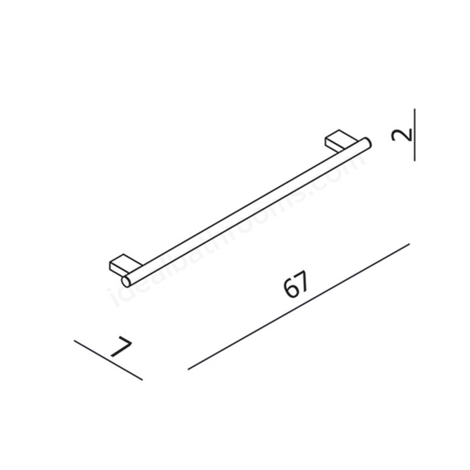 Essential URBAN Single Towel Rail; 60cm. 67x7x2cm overall