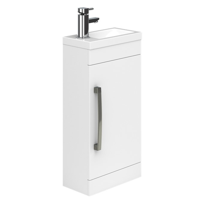 Essential NEVADA Floor Standing Washbasin Unit + Basin; 1 Door; 400mm Wide; White