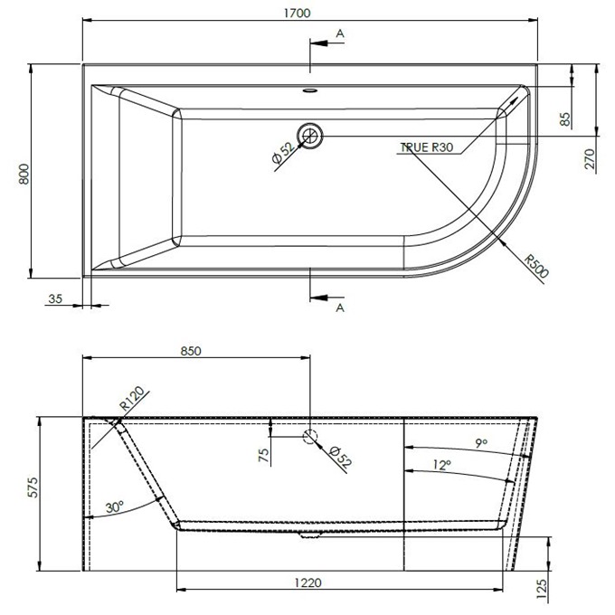 BC Designs Calverton Freestanding Left Hand Corner Bath