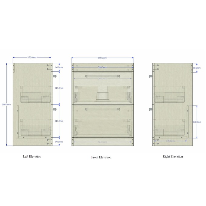 Essential NEVADA Floor Standing Washbasin Unit + Basin; 2 Drawers; 600mm Wide; Grey