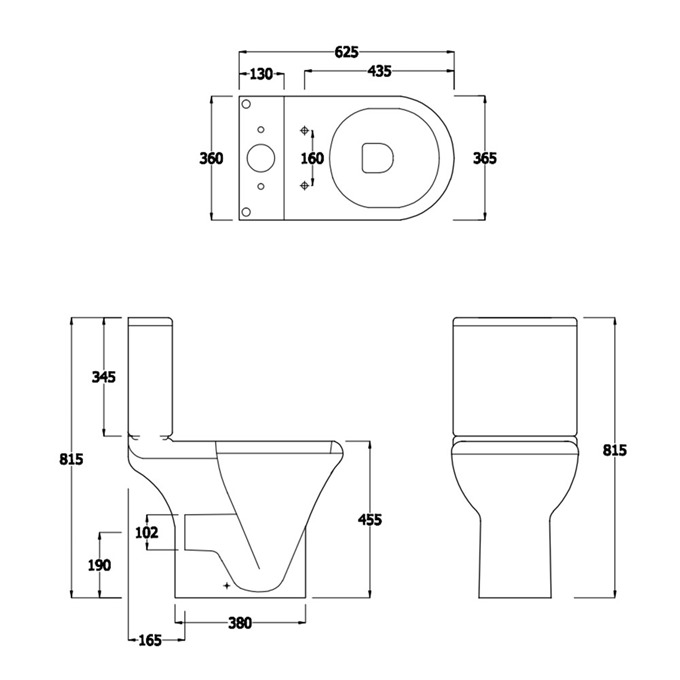 Essential LILY Rimless Comfort Height Close Coupled Pan + Cistern + Seat Pack; Soft Close Seat; White