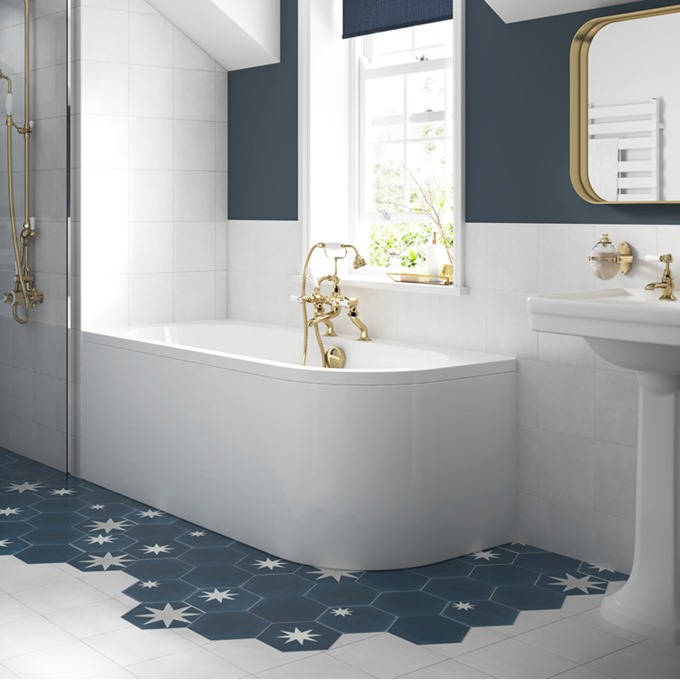 BC Designs Amerina 1650mm Solidblue Left Hand Bath Panel - White